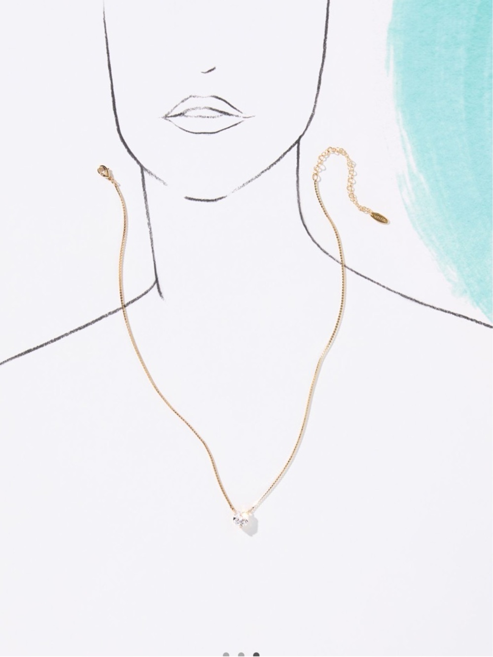 Anthropologie 14KT Gold Plated Floating Crystal Necklace NEW - Picture 3 of 11